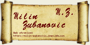 Milin Zubanović vizit kartica